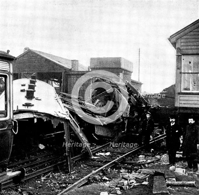 The Railway Disaster at Chelford, near Crewe: some of the wrecked carriages, 1895. Creator: B. R. Leech.