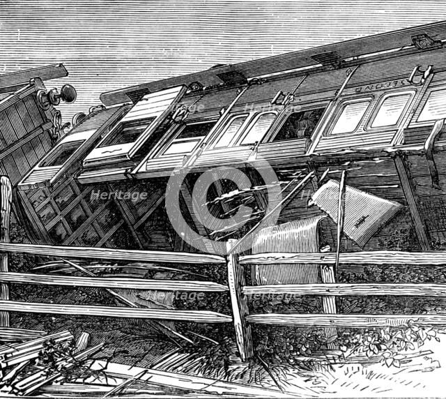 The Railway Disaster near Guildford: wreck of a second-class carriage, 1873. Creator: Unknown.