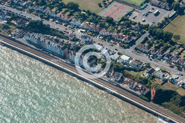 The railway line running along the edge of the sea, Dawlish, Devon, 2016. Creator: Damian Grady.