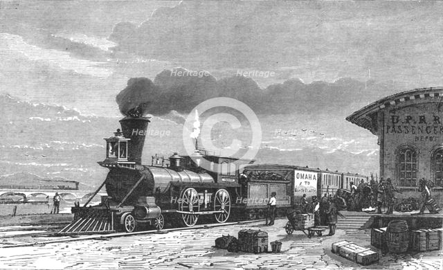 ''The Railway Station at Omaha; Ocean to Ocean, the Pacific railroad', 1875. Creator: Frederick Whymper.