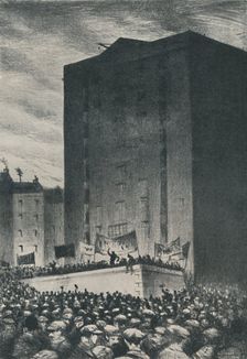 The Railway Strike - Meeting on Tower Hill, 1919 1920. Artist: CRW Nevinson