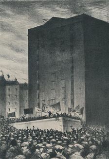 The Railway Strike - Meeting on Tower Hill, 1919 1920. Artist: CRW Nevinson