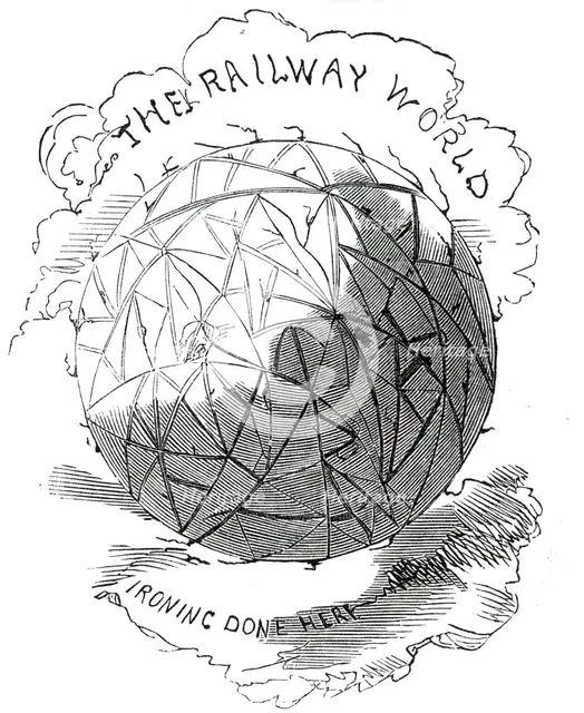 The Railway World - Ironing Done Here, 1845. Creator: Alfred Crowquill.