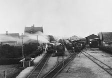 The railwaystation at Klippan village, Scania, Sweden, 1910s. Creator: Unknown
