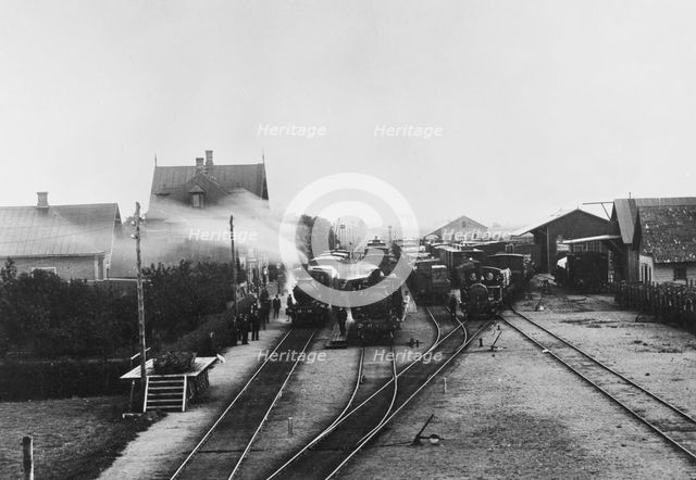 The railwaystation at Klippan village, Scania, Sweden, 1910s. Creator: Unknown.