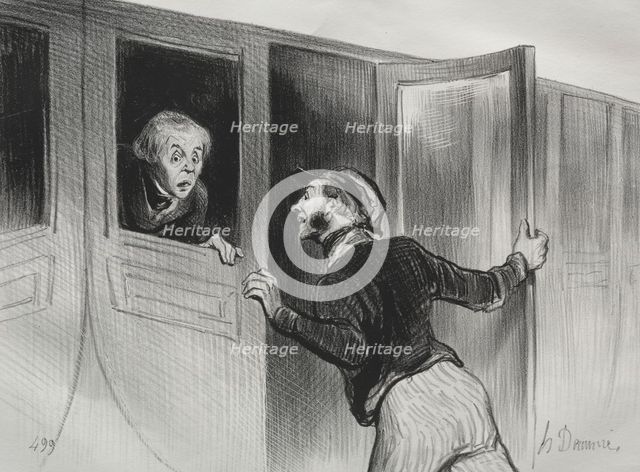 The Railroads, plate 11: The Hazard of Sleeping on a Journey, 1843. Creator: Honoré Daumier (French, 1808-1879); Aubert.