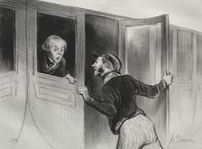 The Railroads, plate 11: The Hazard of Sleeping on a Journey, 1843. Creator: Honoré Daumier (French, 1808-1879); Aubert