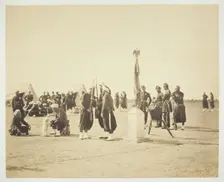 The Raised Flag of the Zouave Regiment, Camp de Châlons, 1857. Creator: Gustave Le Gray