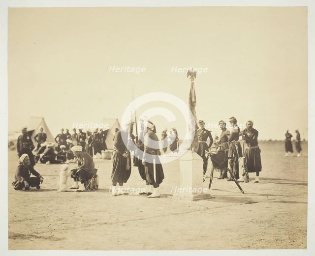 The Raised Flag of the Zouave Regiment, Camp de Châlons, 1857. Creator: Gustave Le Gray.