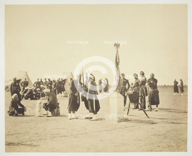 The Raised Flag of the Zouave Regiment, Camp de Châlons, 1857. Creator: Gustave Le Gray.