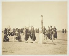 The Raised Flag of the Zouave Regiment, Camp de Châlons, 1857. Creator: Gustave Le Gray