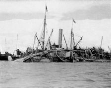 The raising of HMS Gladiator, 1908.Artist: Queen Alexandra