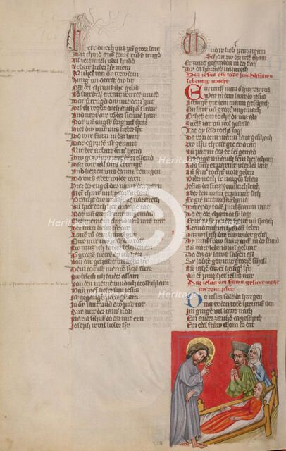 The Raising of Jairus's Daughter; Weltchronik, about 1400-1410. Creator: Unknown.