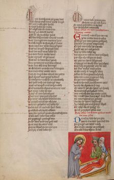 The Raising of Jairus's Daughter; Weltchronik, about 1400-1410. Creator: Unknown