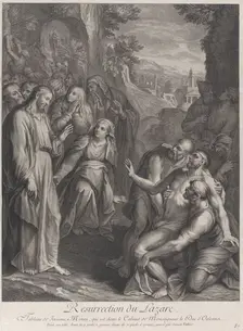 The Raising of Lazarus, with Christ standing at left, ca. 1729. Creator: Simon Vallee