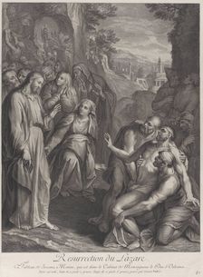 The Raising of Lazarus, with Christ standing at left, ca. 1729. Creator: Simon Vallee