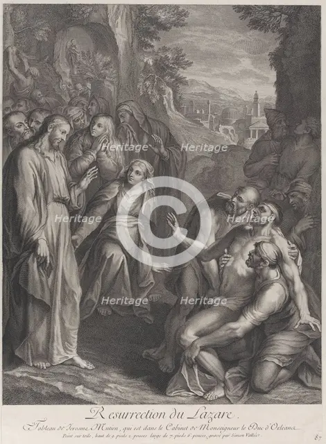 The Raising of Lazarus, with Christ standing at left, ca. 1729. Creator: Simon Vallee.