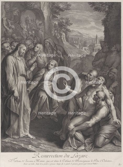 The Raising of Lazarus, with Christ standing at left, ca. 1729. Creator: Simon Vallee.