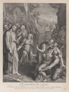 The Raising of Lazarus, with Christ standing at left, ca. 1729. Creator: Simon Vallee