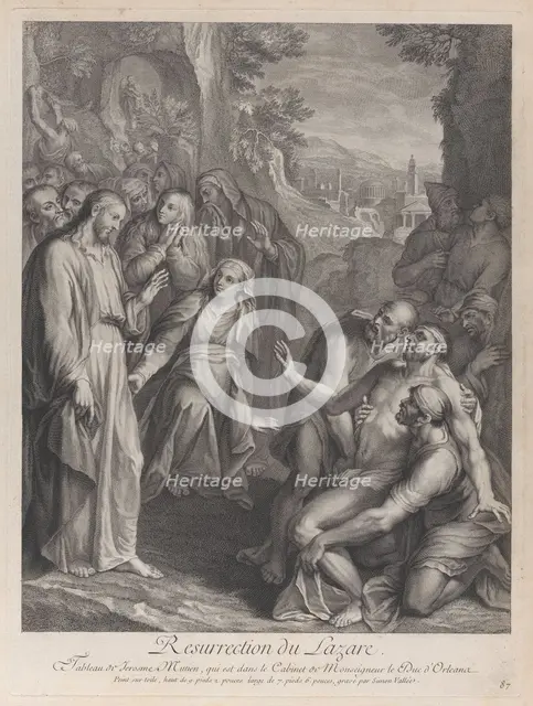 The Raising of Lazarus, with Christ standing at left, ca. 1729. Creator: Simon Vallee.