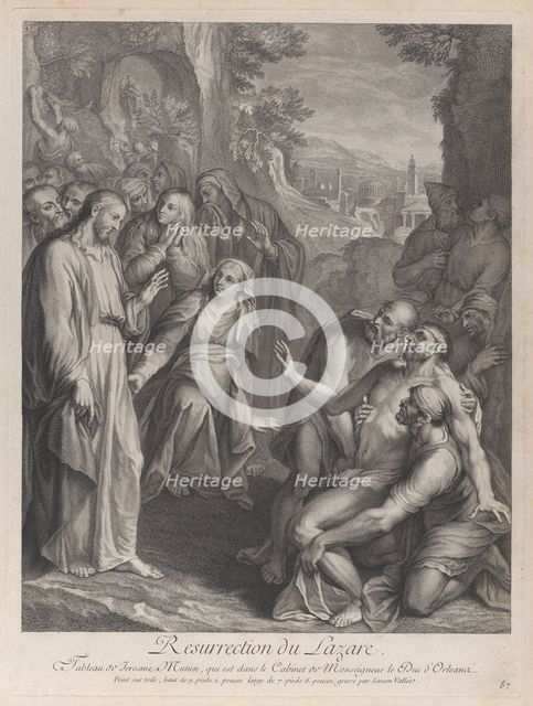 The Raising of Lazarus, with Christ standing at left, ca. 1729. Creator: Simon Vallee.