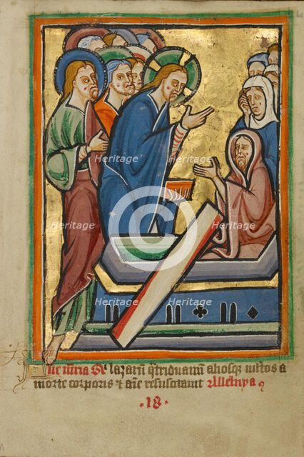 The Raising of Lazarus, about 1190-1200; text and illumination added about 1480-1490. Creator: Unknown.