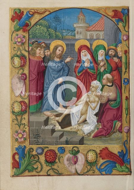 The Raising of Lazarus; Book of Hours, early 16th century. Creator: Unknown.