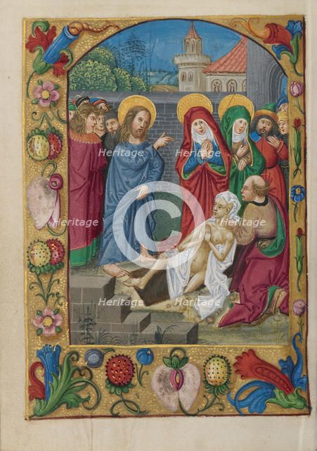 The Raising of Lazarus; Book of Hours, early 16th century. Creator: Unknown.