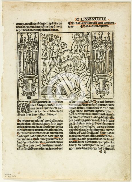 The Raising of Lazarus from Leven Christi by Ludolphus de Saxonia..., assembled...1937. Creators: Unknown, Max Geisberg, Ludolph of Saxony.