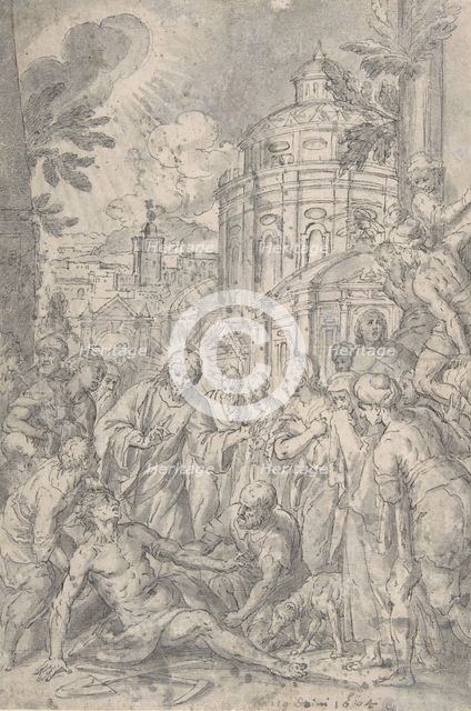 The Raising of the Youth of Naim, late 16th-early 17th century. Creator: Georg Pecham.