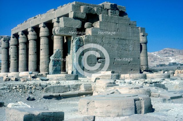 The Ramesseum, Temple of Rameses II, Luxor, Egypt. Artist: Unknown