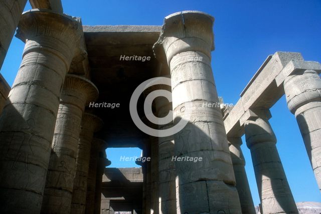 The Ramesseum, Temple of Rameses II, Luxor, Egypt. Artist: Unknown