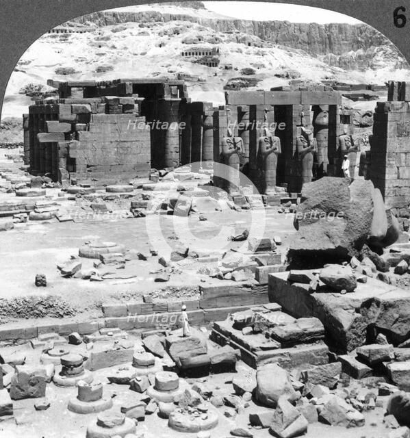'The Ramesseum, the temple of Ramses II, at Thebes, Egypt', 1905.Artist: Underwood & Underwood