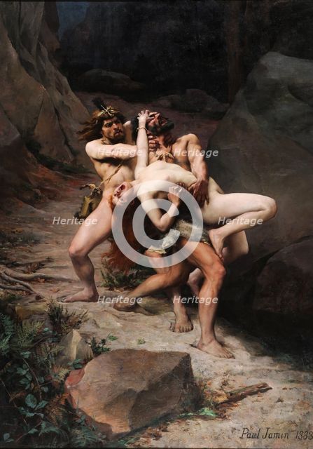 The Rape in the Stone Age, 1888. Creator: Jamin, Paul Joseph (1853-1903).