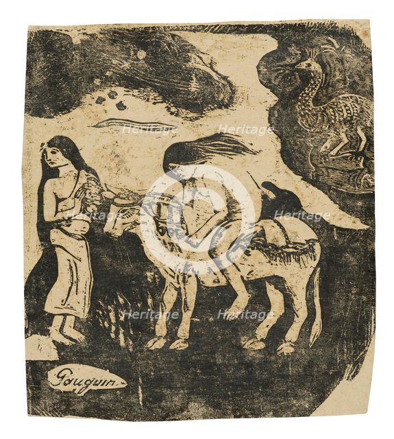The Rape of Europa, from the Suite of Late Wood-Block Prints, 1898/99. Creator: Paul Gauguin.