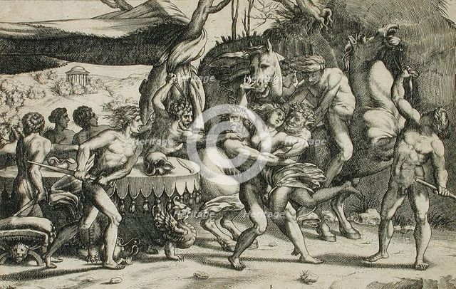 The Rape of Hippodamia (image 2 of 2), 1542. Creator: Enea Vico.