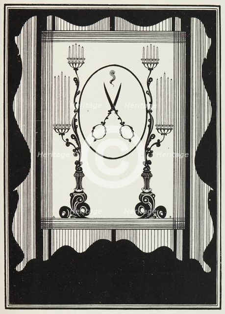 The Rape of the Lock, reduction of cover design to 1896 edition, 1897.  Creator: Aubrey Beardsley.