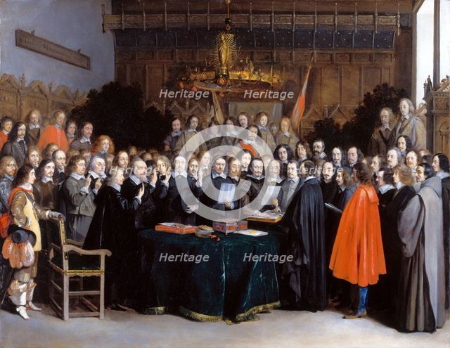 The Ratification of the Treaty of Münster, 15 May 1648, 1648. Artist: Ter Borch, Gerard, the Younger (1617-1681)