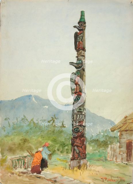 The Raven Totem Pole, ca. 1880-1914. Creator: Theodore J. Richardson.