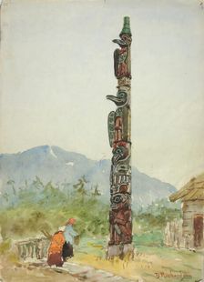 The Raven Totem Pole, ca. 1880-1914. Creator: Theodore J. Richardson