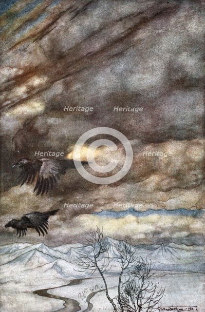 'The ravens of Wotan', 1924.  Creator: Arthur Rackham.