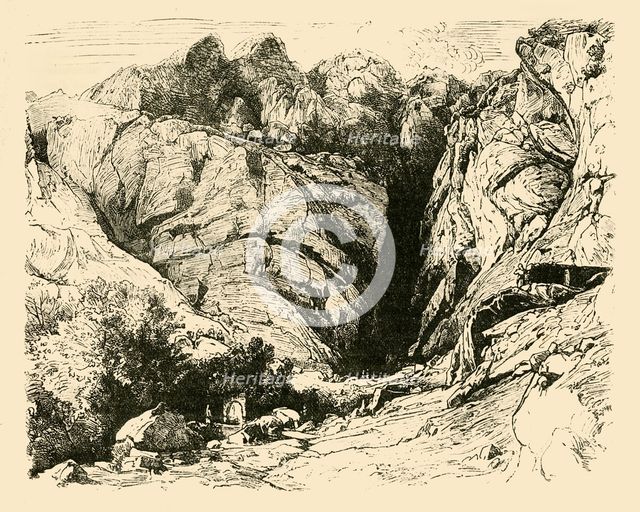 'The Ravine at Delphi (Scene of the Repulse of the Gauls.)', 1890.   Creator: Unknown.