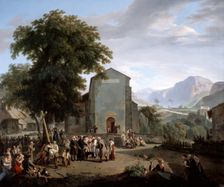 The re-establishment of worship after the Revolution 19th century. Artist: Rodolphe Topffer