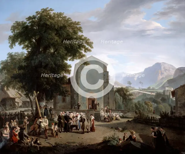 'The re-establishment of worship after the Revolution', 19th century.   Artist: Rodolphe Topffer