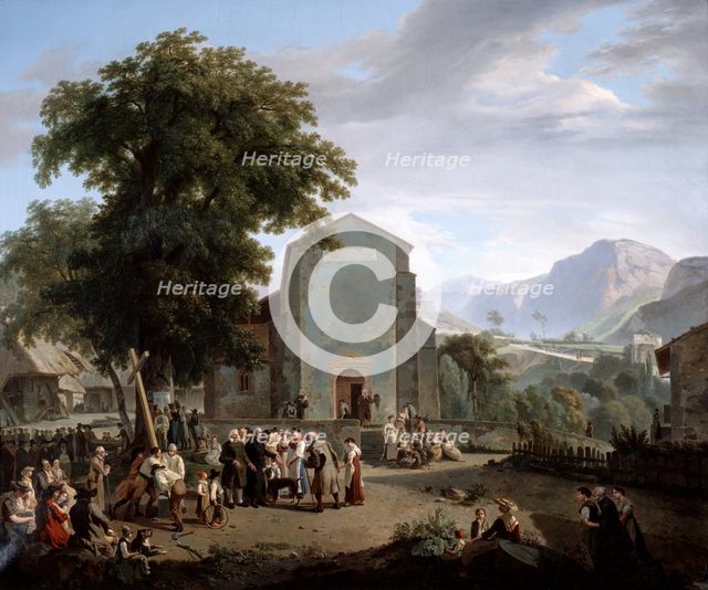 'The re-establishment of worship after the Revolution', 19th century.   Artist: Rodolphe Topffer