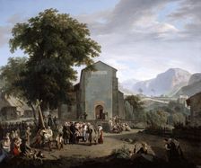 The re-establishment of worship after the Revolution 19th century. Artist: Rodolphe Topffer