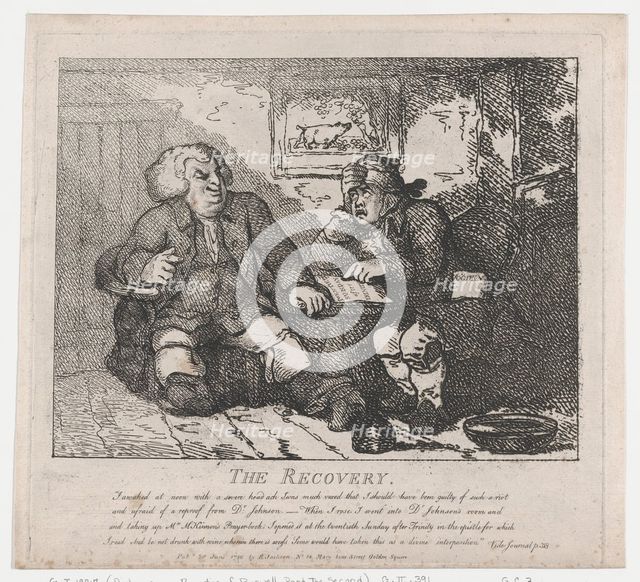 The Recovery (Picturesque Beauties of Boswell, Part the Second), June 20, 1786., June 20, 1786. Creator: Thomas Rowlandson.