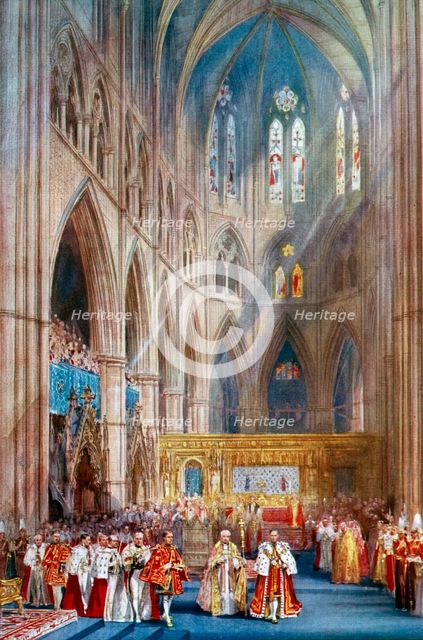 'The Recognition', George VI's coronation ceremony, Westminster Abbey, London, 12 May 1937.Artist: Henry Charles Brewer