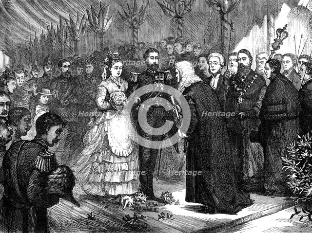 The Recorder of Gravesend presenting the address to the Duke and Duchess of Edinburgh, 1874. Creator: Unknown.
