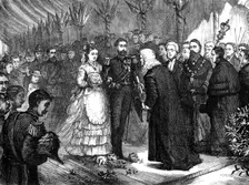 The Recorder of Gravesend presenting the address to the Duke and Duchess of Edinburgh, 1874. Creator: Unknown